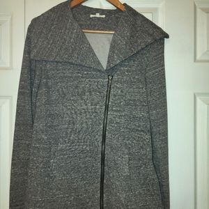 Asymmetric, poly/cotton zip up jacket